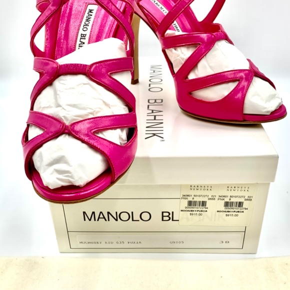 MANOLO BLAHNIK Mochusky Kid Fuschia heels SZ 38 - Picture 5 of 13